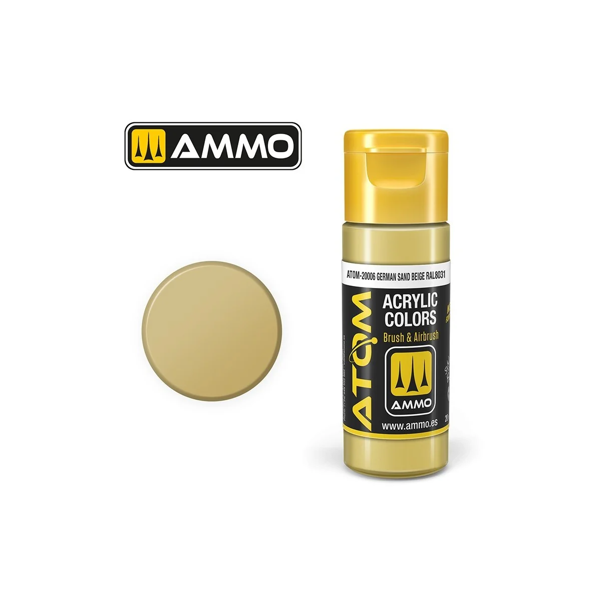 Peinture acrylique Beige sable allemand RAL 8031 20ml ATOM AMMO