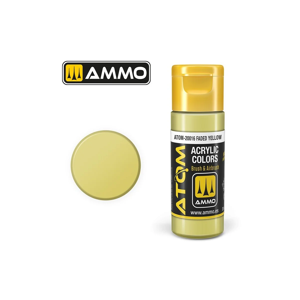 Peinture acrylique Jaune délavé 20ml ATOM AMMO - ATOM-20016