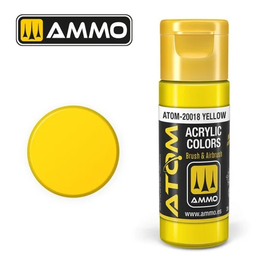 ATOM-20018-Peinture acrylique Jaune 20ml ATOM AMMO