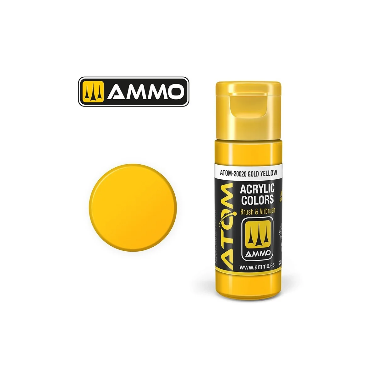 Peinture acrylique Jaune Or 20ml ATOM AMMO
