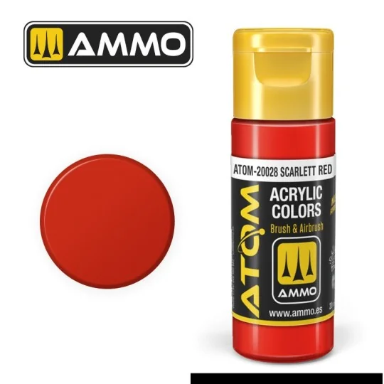 ATOM-20028-Peinture acrylique Rouge écarlate 20ml ATOM AMMO