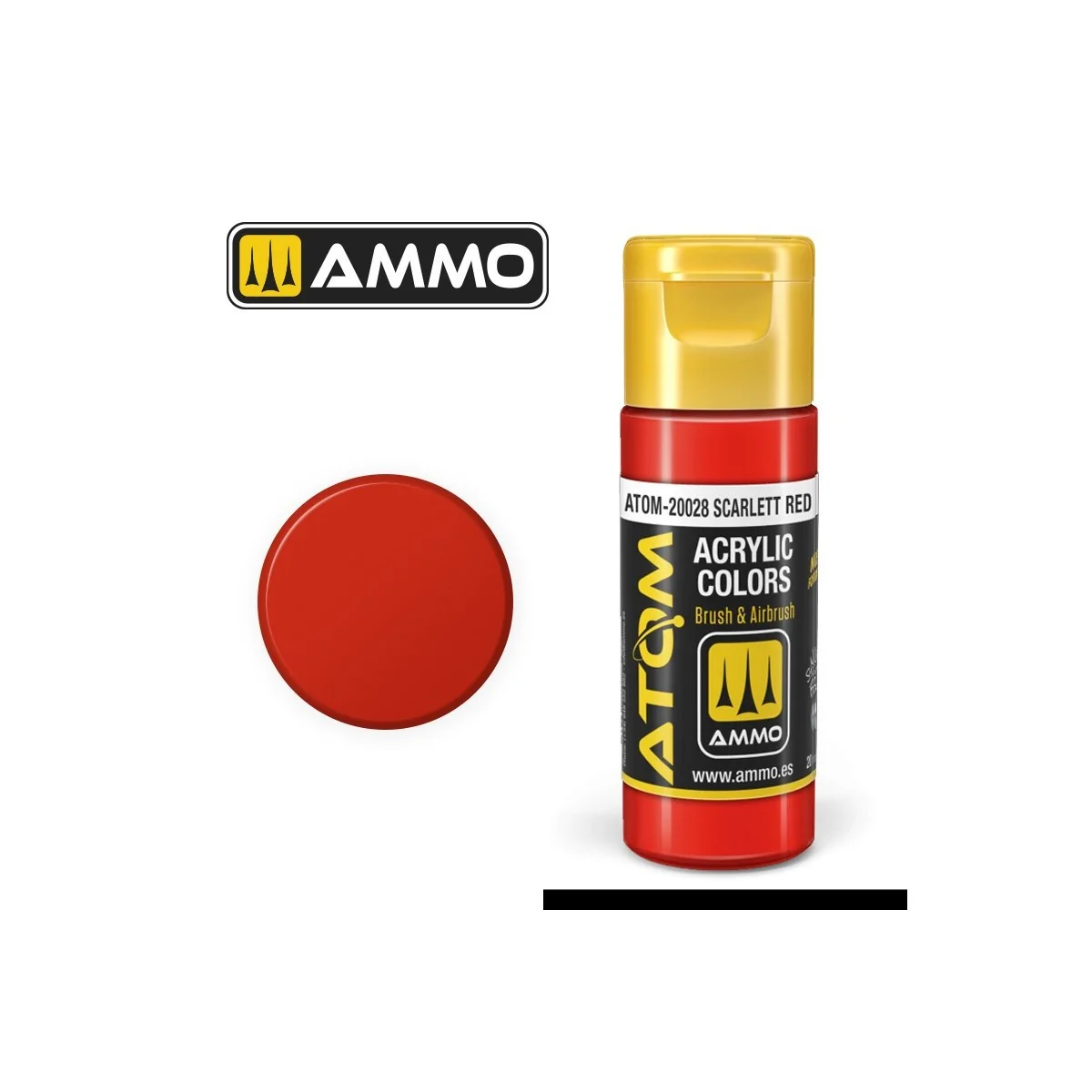 Peinture acrylique Rouge écarlate 20ml ATOM AMMO