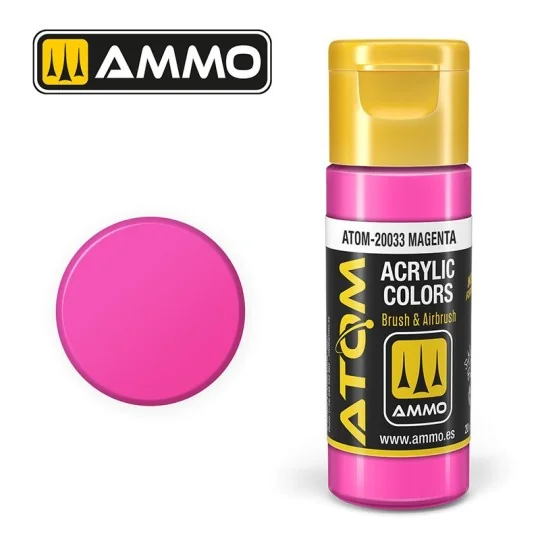 Peinture acrylique Magenta 20ml ATOM AMMO ATOM-20033-Peinture acrylique Magenta 20ml ATOM AMMO