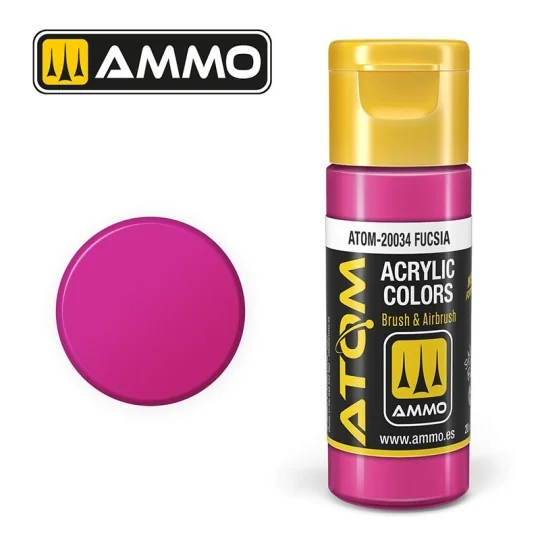 Peinture acrylique Fushia 20ml ATOM AMMO ATOM-20034-Peinture acrylique Fushia 20ml ATOM AMMO