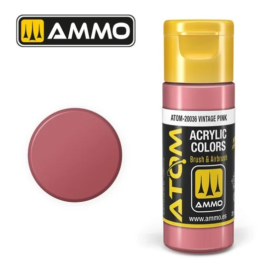 Peinture acrylique Rose Vintage 20ml ATOM AMMO ATOM-20036-Peinture acrylique Rose Vintage 20ml ATOM AMMO