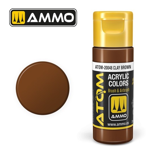 Peinture acrylique Brun Argile 20ml ATOM AMMO ATOM-20048-Peinture acrylique Brun Argile 20ml ATOM AMMO