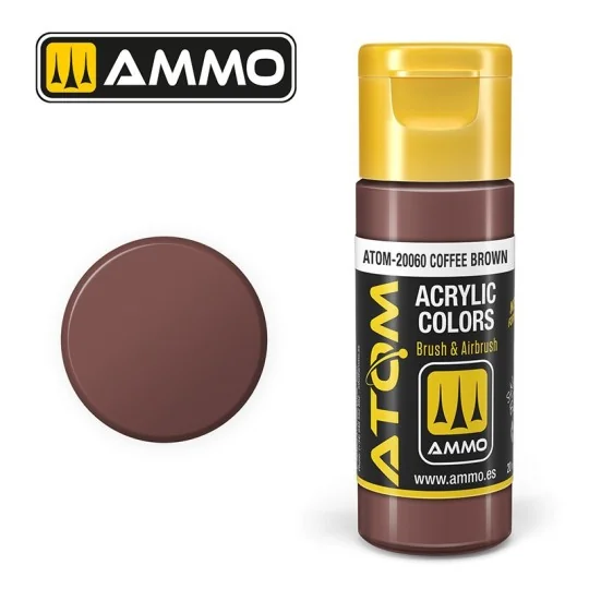 Peinture acrylique Café Marron 20ml ATOM AMMO ATOM-20060-Peinture acrylique Café Marron 20ml ATOM AMMO