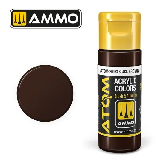 ATOM-20063-Peinture acrylique Noir Marron 20ml ATOM AMMO