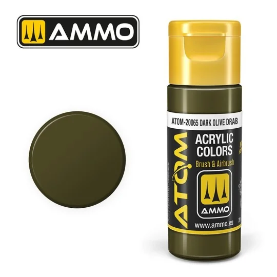 ATOM-20065-Peinture acrylique Chérie Olive Drab 20ml ATOM AMMO