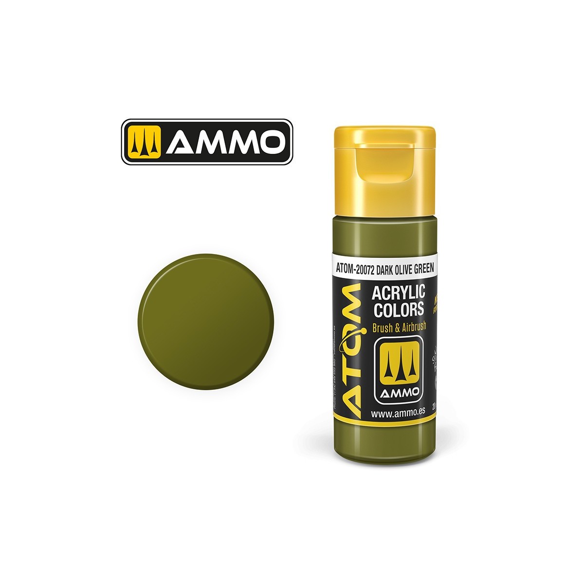 Peinture acrylique Vert olive foncé 20ml ATOM AMMO