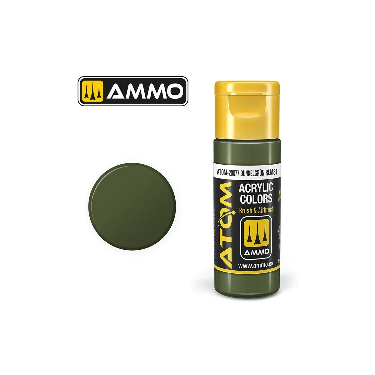 Peinture acrylique Dunkelgrün RLM81 20ml ATOM AMMO