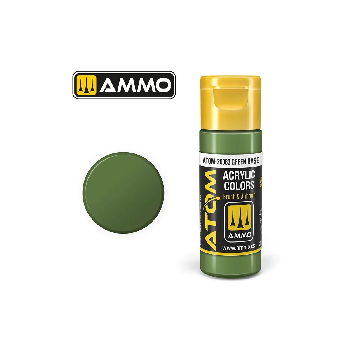 Acrylic Paint, Green Base, 20ml, ATOM AMMO - ATOM-20083