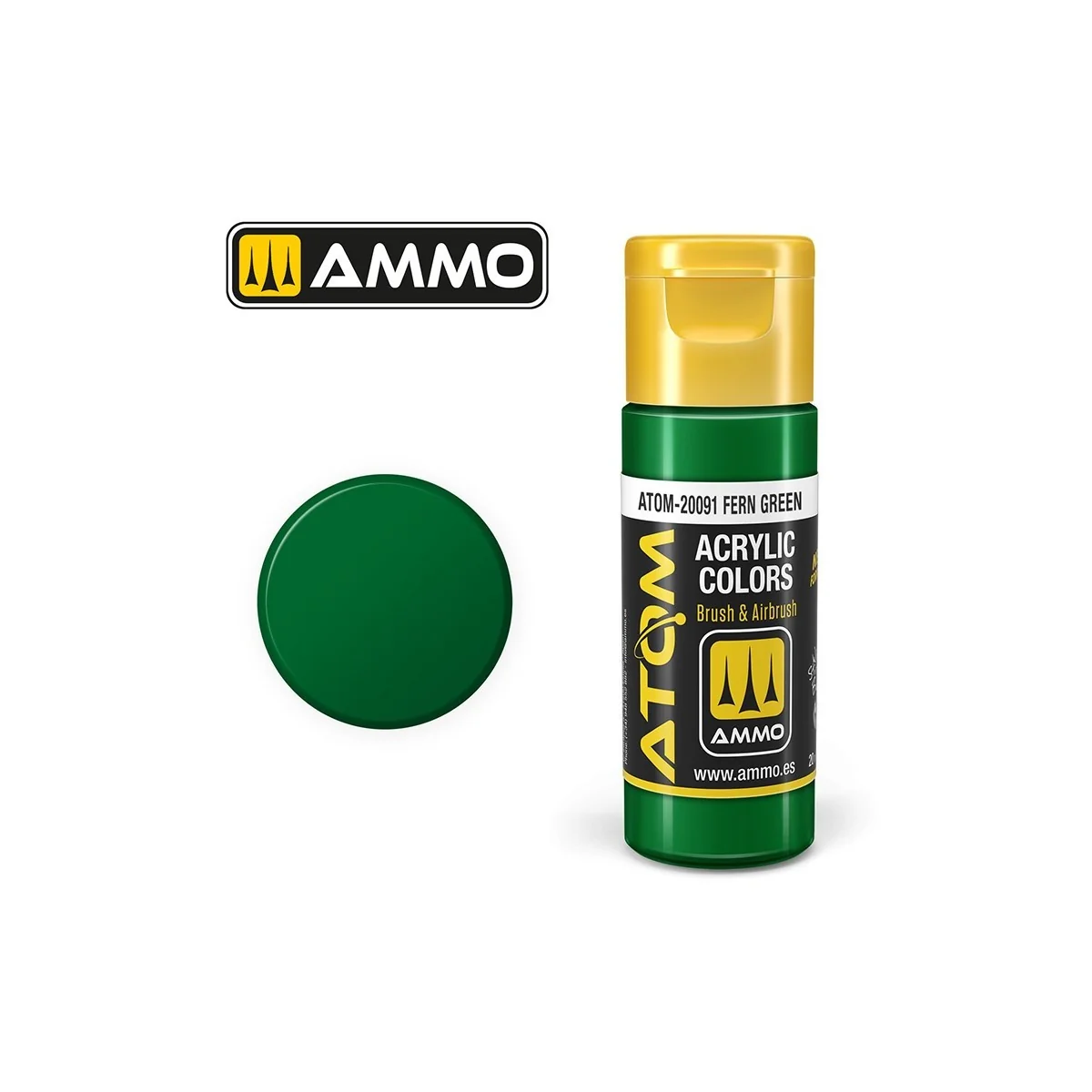 Peinture acrylique Vert fougère 20ml ATOM AMMO