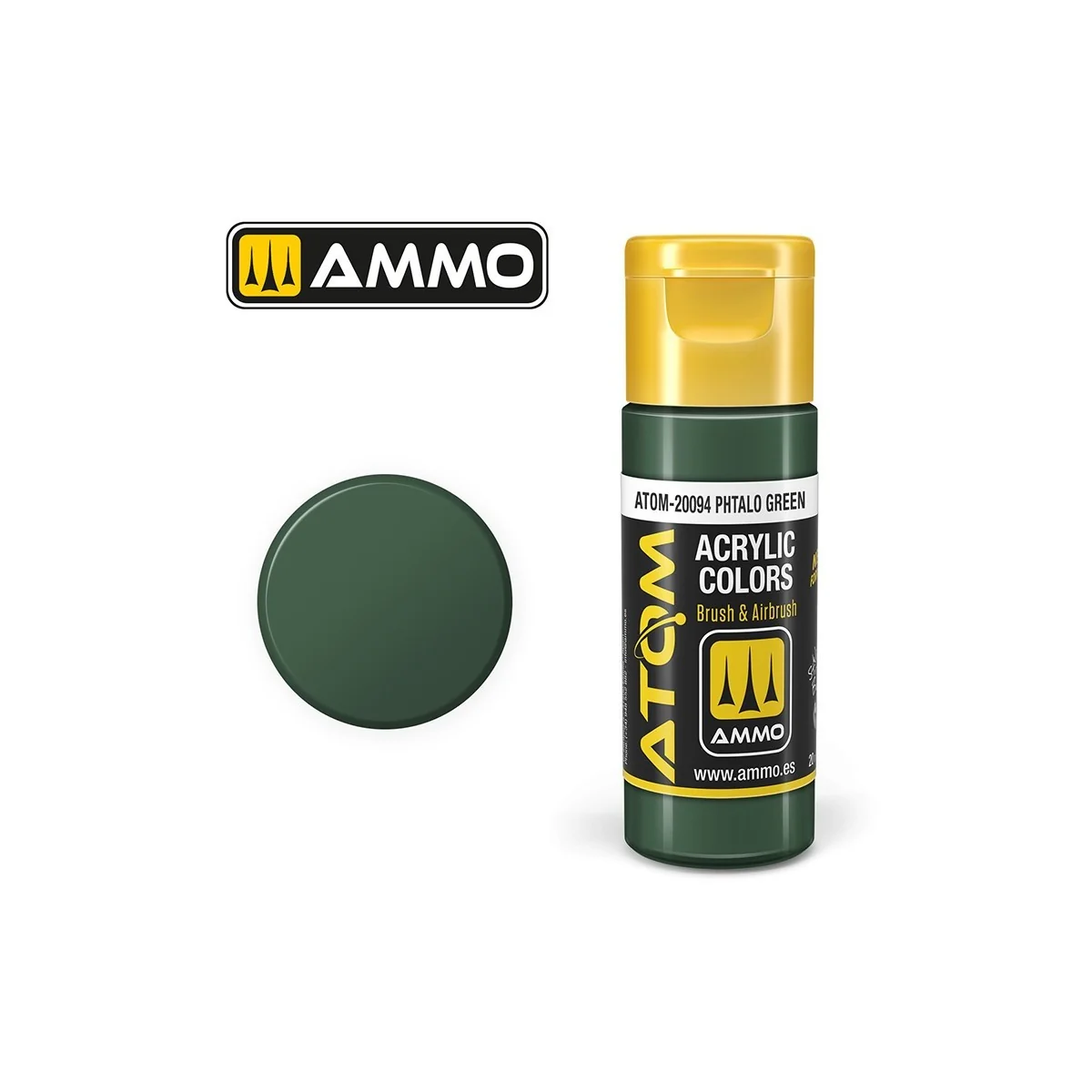 Peinture acrylique Vert phtalo 20ml ATOM AMMO