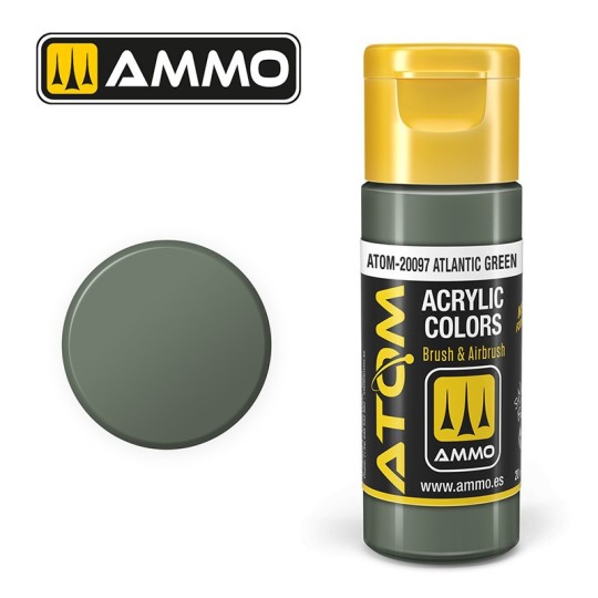 Peinture acrylique Vert Atlantique 20ml ATOM AMMO ATOM-20097-Peinture acrylique Vert Atlantique 20ml ATOM AMMO
