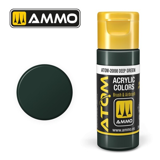 Peinture acrylique Vert profond 20ml ATOM AMMO ATOM-20098-Peinture acrylique Vert profond 20ml ATOM AMMO