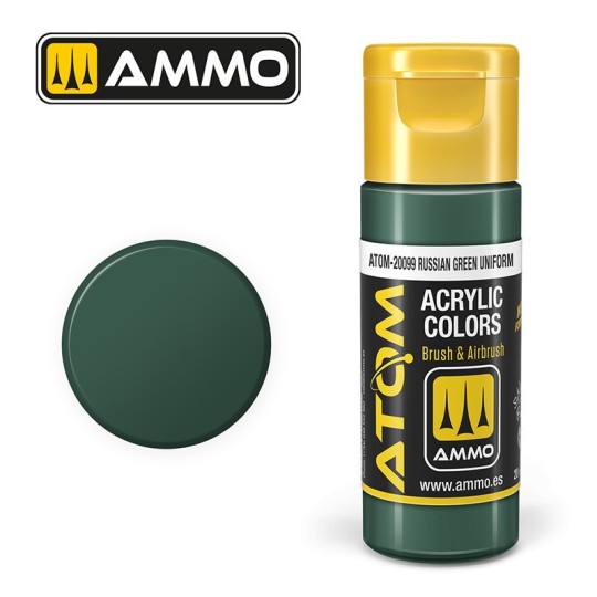 ATOM-20099-Peinture acrylique Uniforme vert russe 20ml ATOM AMMO