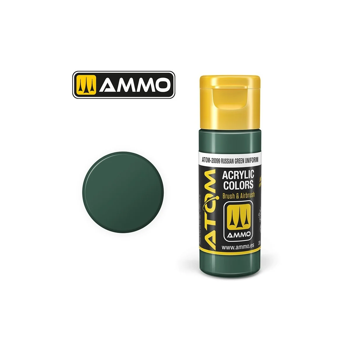 Peinture acrylique Uniforme vert russe 20ml ATOM AMMO