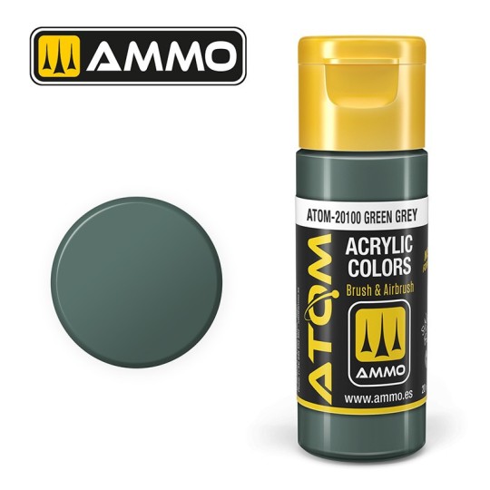 Peinture acrylique Vert Gris 20ml ATOM AMMO ATOM-20100-Peinture acrylique Vert Gris 20ml ATOM AMMO