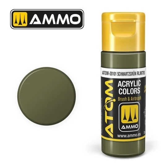 ATOM-20101-Peinture acrylique Noir-vert RLM70 20ml ATOM AMMO