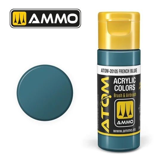 Peinture acrylique Bleu français 20ml ATOM AMMO ATOM-20105-Peinture acrylique Bleu français 20ml ATOM AMMO