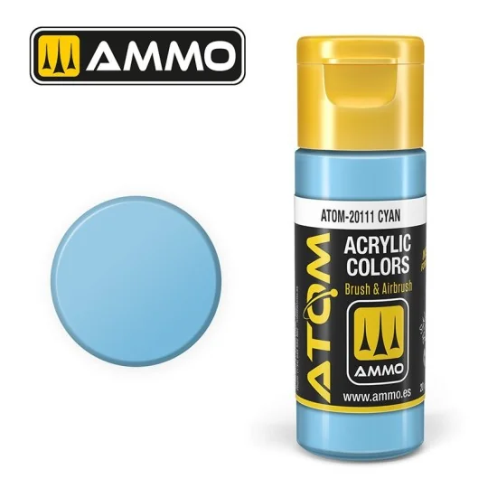 ATOM-20111-Peinture acrylique Cyan 20ml ATOM AMMO