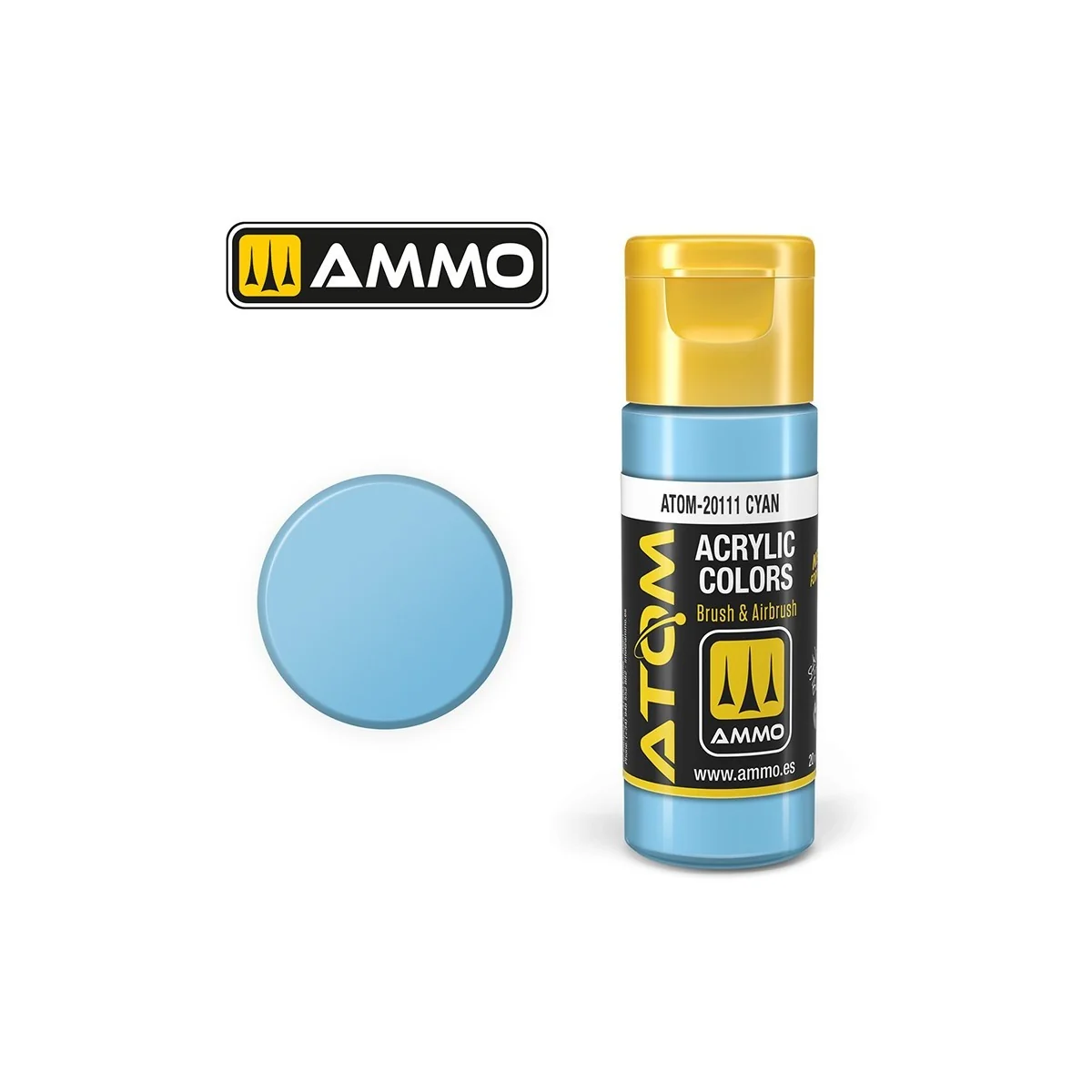 Cyan acrylic paint 20ml ATOM AMMO - ATOM-20111