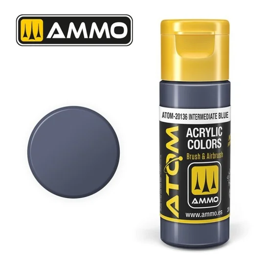 Peinture acrylique Bleu intermédiaire 20ml ATOM AMMO ATOM-20136-Peinture acrylique Bleu intermédiaire 20ml ATOM AMMO - ATOM-20136