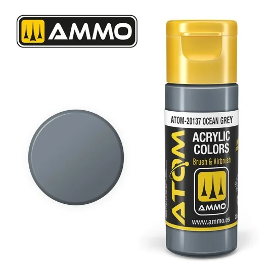 Ocean Grey Acrylic Paint 20ml ATOM AMMO ATOM-20137-Ocean Grey Acrylic Paint 20ml ATOM AMMO - ATOM-20137
