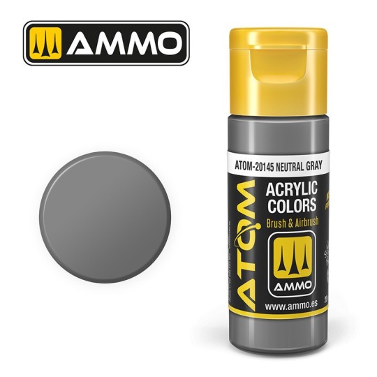 ATOM-20145-Peinture acrylique Gris neutre 20ml ATOM AMMO