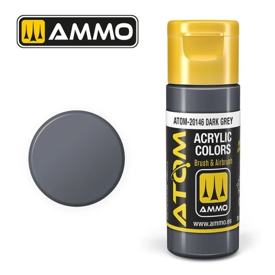 Peinture acrylique Gris foncé 20ml ATOM AMMO ATOM-20146-Peinture acrylique Gris foncé 20ml ATOM AMMO - ATOM-20146