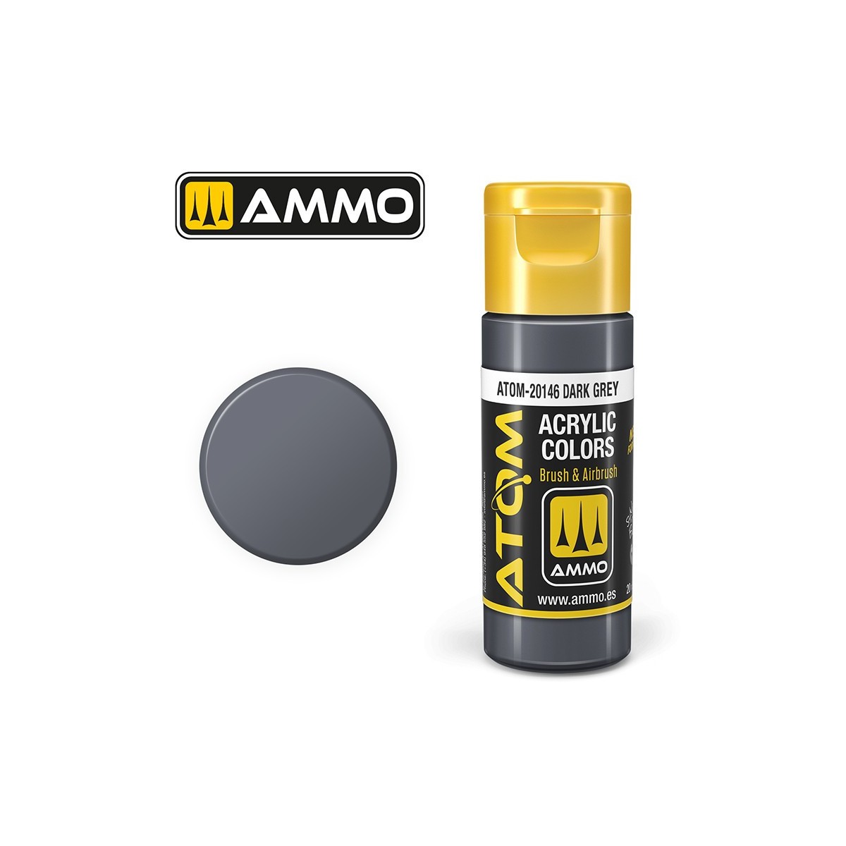 Peinture acrylique Gris foncé 20ml ATOM AMMO