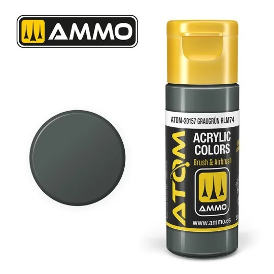 Acrylic paint Grey Grün RLM74 20ml ATOM AMMO ATOM-20157-Acrylic paint Grey Grün RLM74 20ml ATOM AMMO - ATOM-20157
