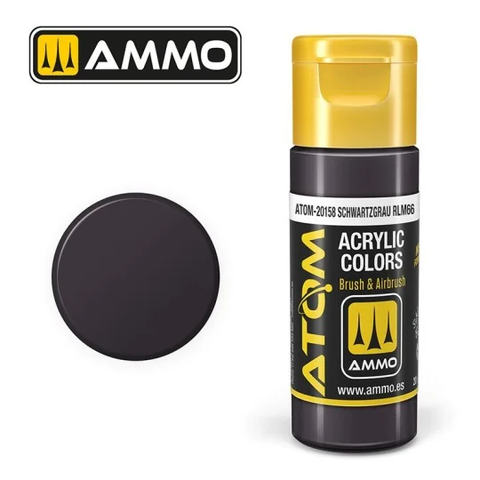 Peinture acrylique Schwartzgrau RLM66 20ml ATOM AMMO ATOM-20158-Peinture acrylique Schwartzgrau RLM66 20ml ATOM AMMO - ATOM-20158