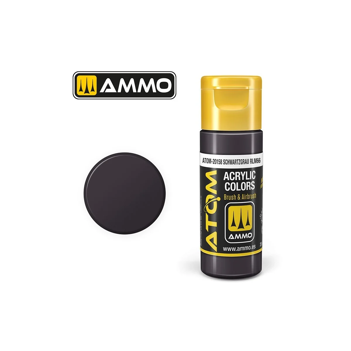 Peinture acrylique Schwartzgrau RLM66 20ml ATOM AMMO Peinture acrylique Schwartzgrau RLM66 20ml ATOM AMMO