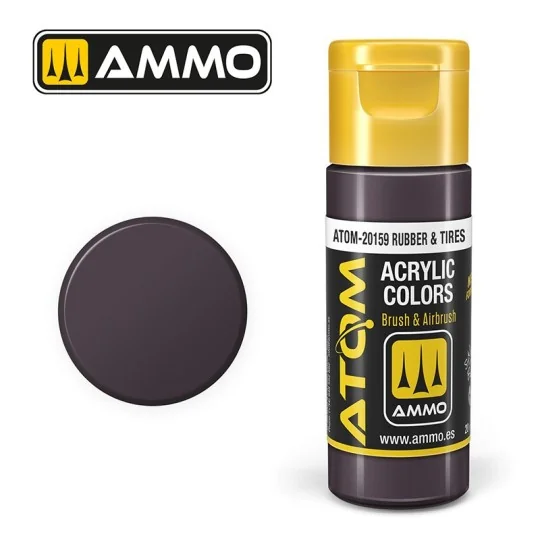 Peinture acrylique Caoutchouc et pneus 20ml ATOM AMMO ATOM-20159-Peinture acrylique Caoutchouc et pneus 20ml ATOM AMMO - ATOM-20159