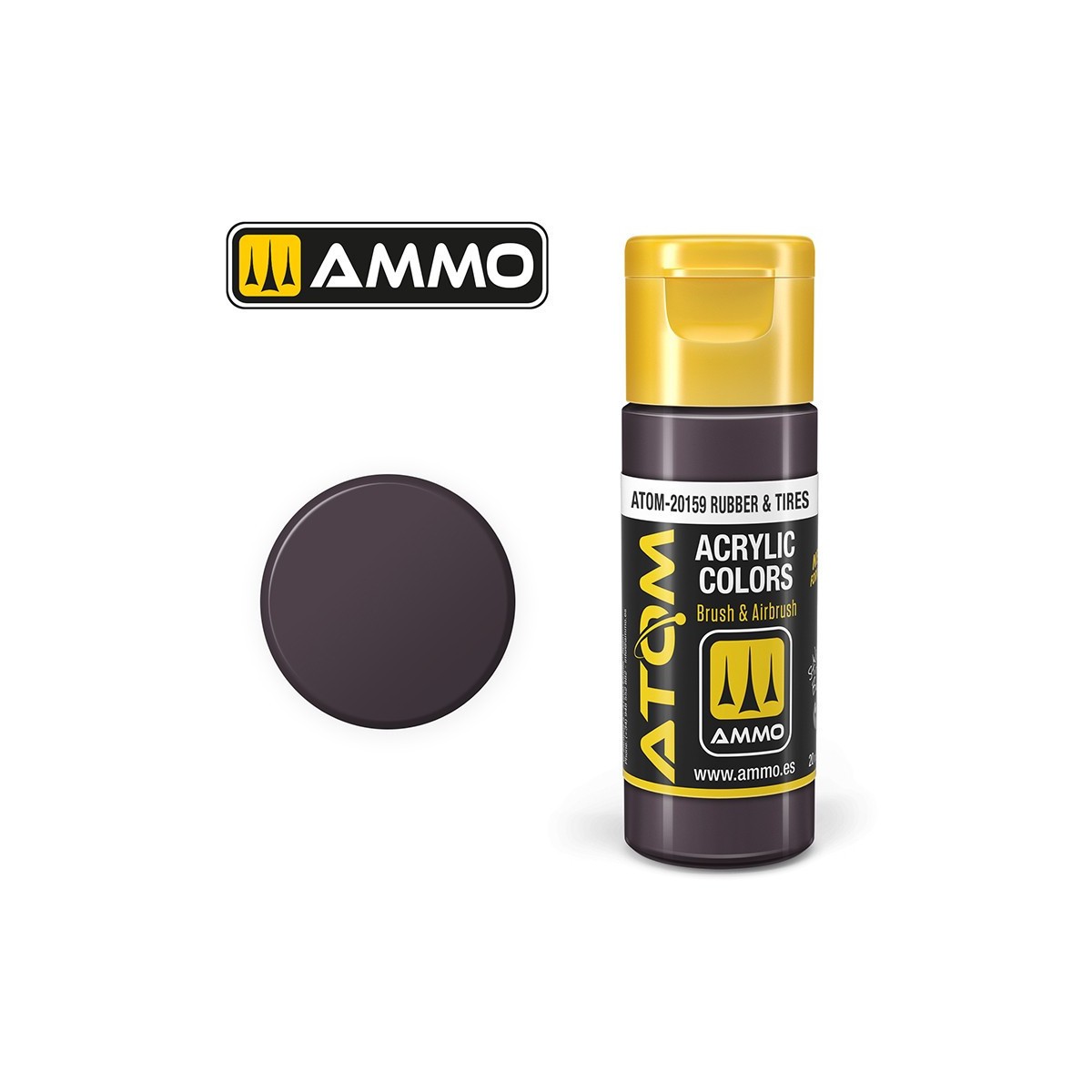 Peinture acrylique Caoutchouc et pneus 20ml ATOM AMMO