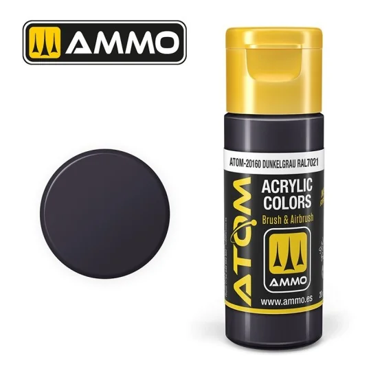 ATOM-20160-Dark Grey Acrylic Paint RAL7021 20ml ATOM AMMO - ATOM-20160