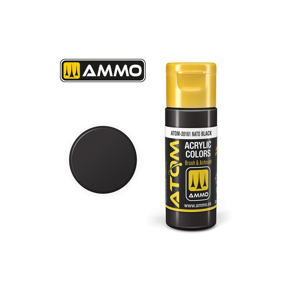 NATO Black Acrylic Paint 20ml ATOM AMMO - ATOM-20161