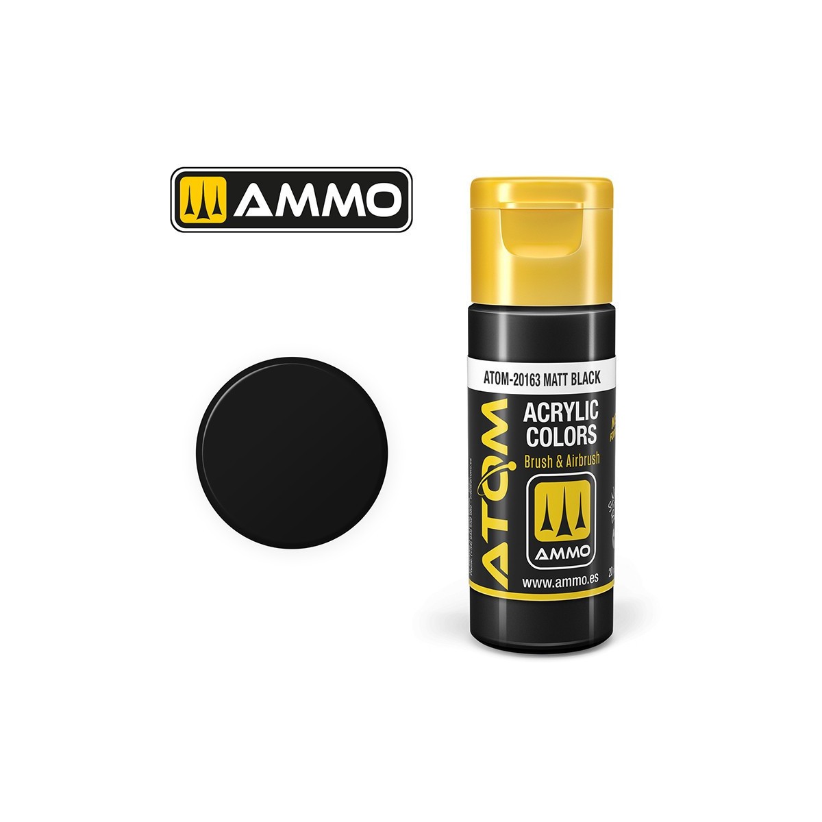 ATOM AMMO Matte Black Acrylic Paint 20ml - ATOM-20163