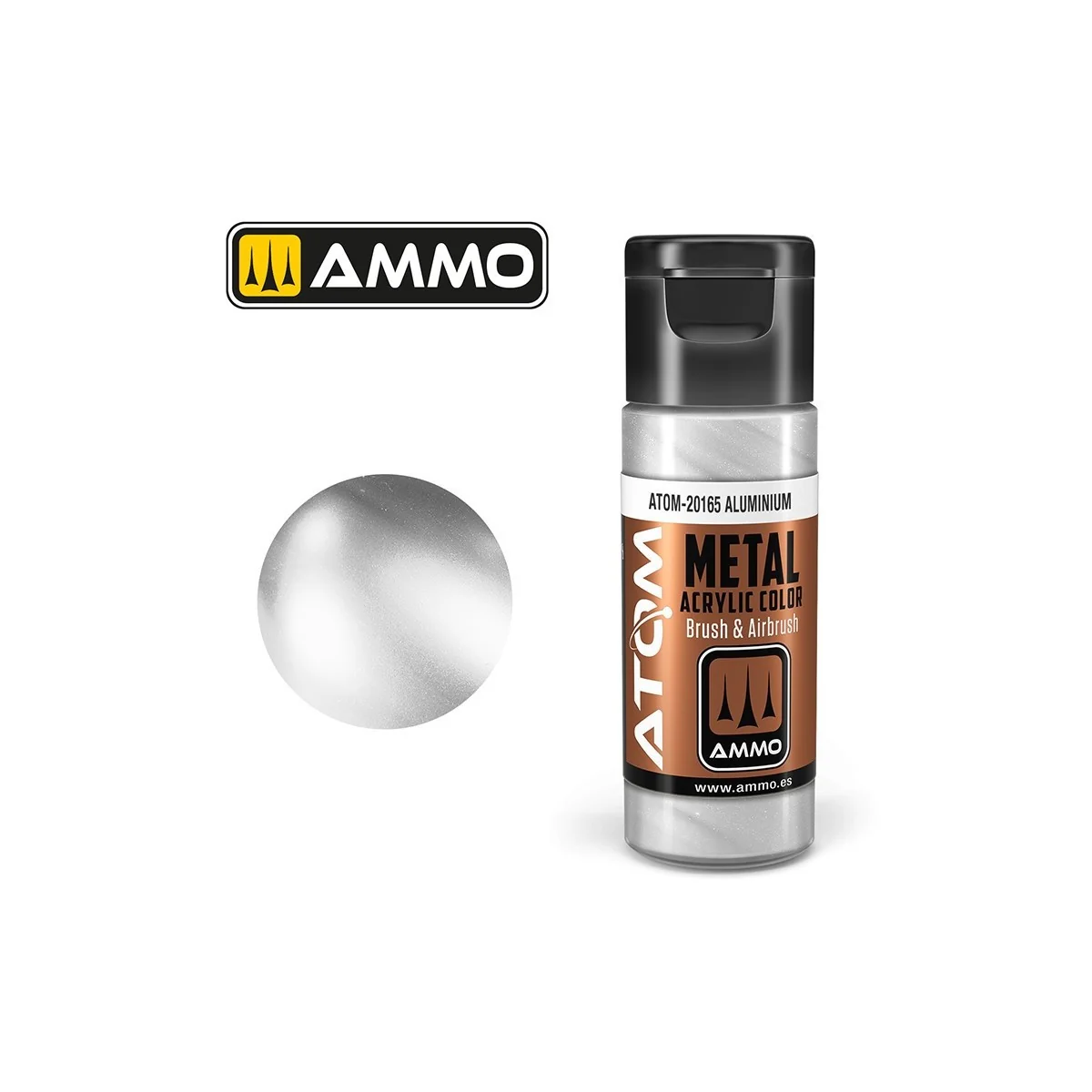 Acrylic paint Aluminum 20ml ATOM METALLIC AMMO Acrylic paint Aluminum 20ml ATOM METALLIC AMMO