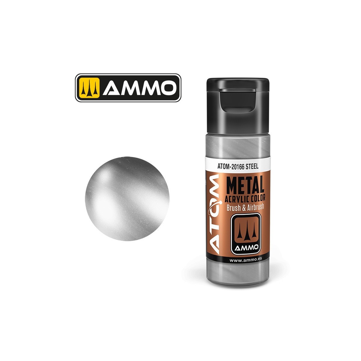 Peinture acrylique Acier 20ml ATOM METALLIC AMMO