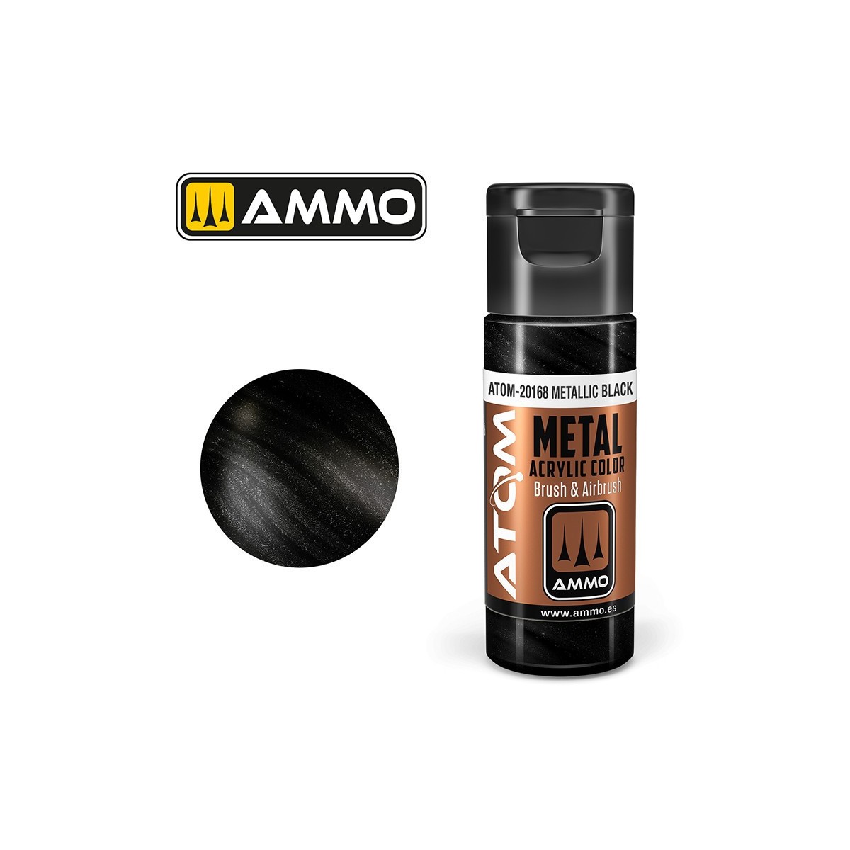 Peinture acrylique Noir 20ml ATOM METALLIC AMMO
