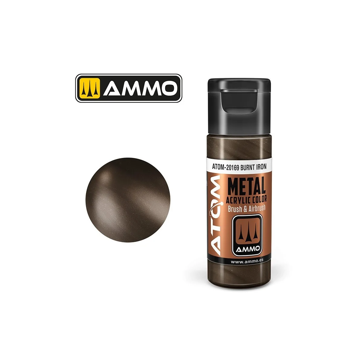 Peinture acrylique Fer brûlé 20ml ATOM METALLIC AMMO Peinture acrylique Fer brûlé 20ml ATOM METALLIC AMMO