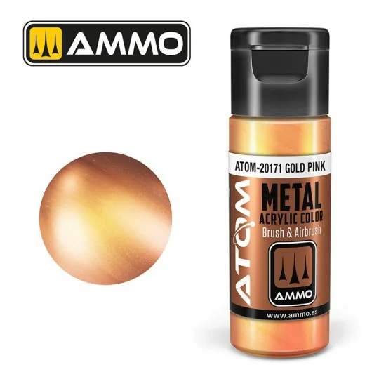 Peinture acrylique Or Rose 20ml ATOM METALLIC AMMO ATOM-20171-Peinture acrylique Or Rose 20ml ATOM METALLIC AMMO - ATOM-20171