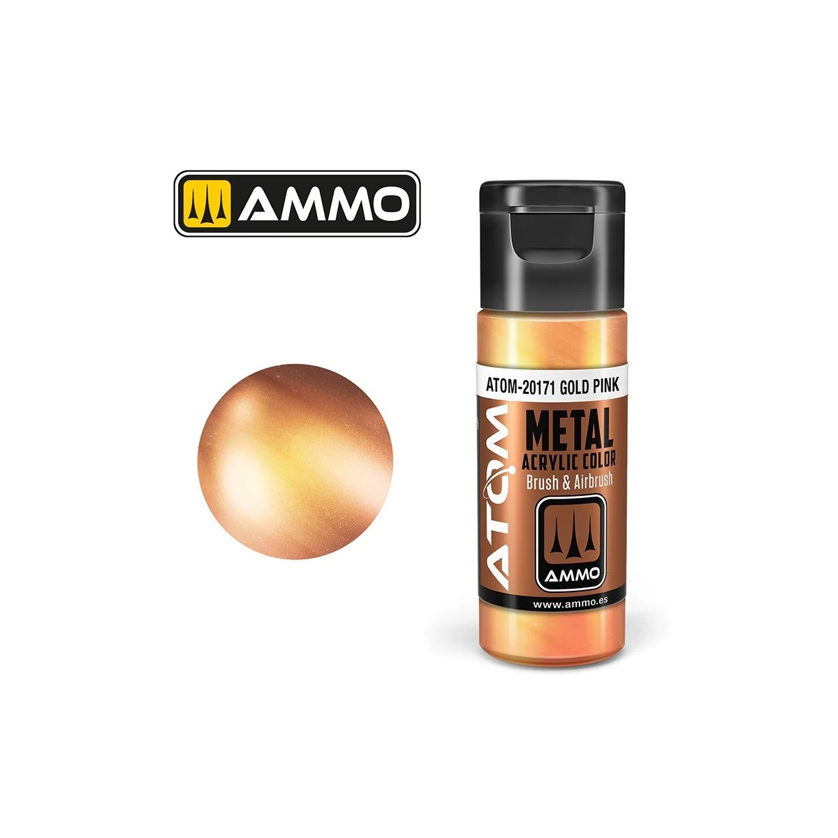 Peinture acrylique Or Rose 20ml ATOM METALLIC AMMO Peinture acrylique Or Rose 20ml ATOM METALLIC AMMO