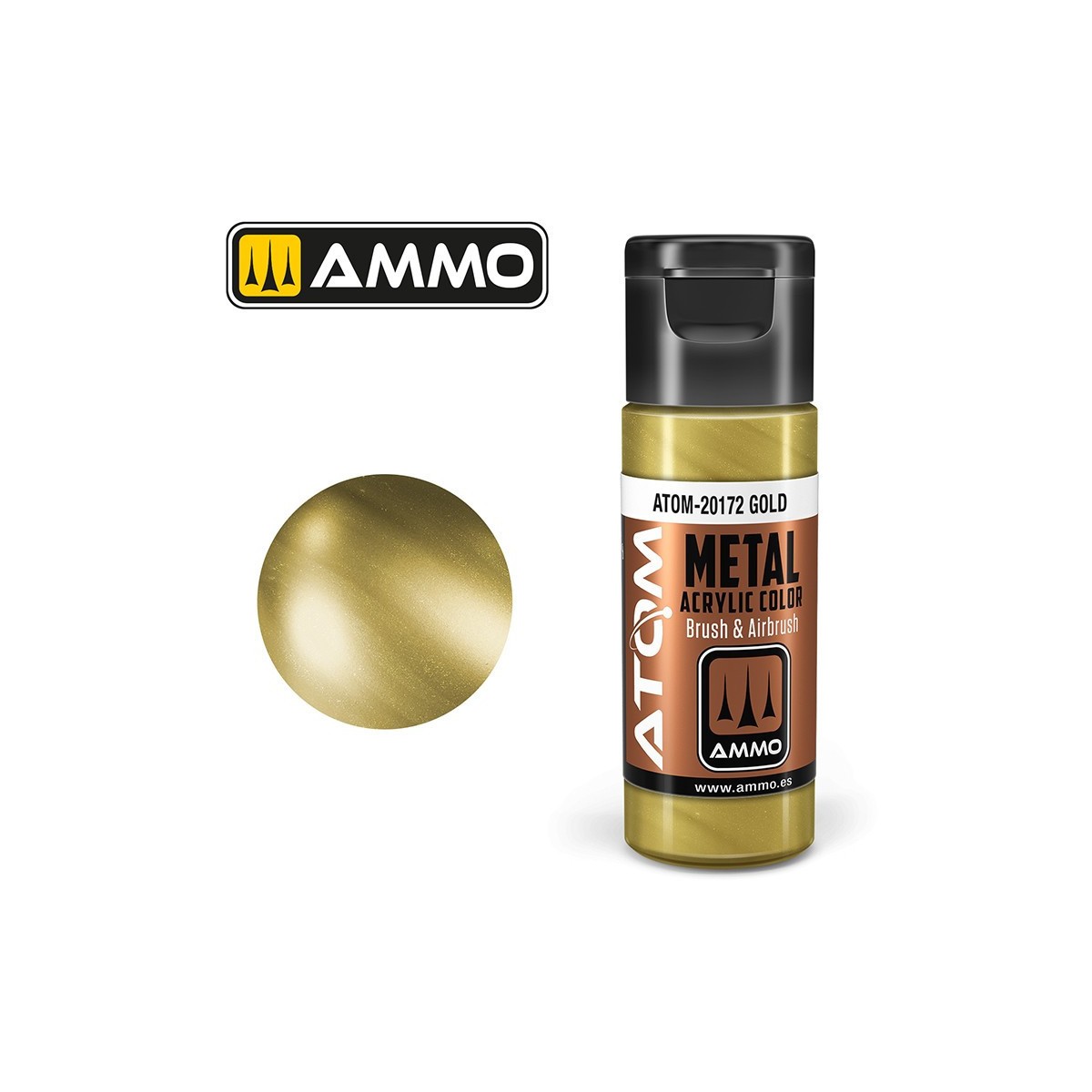 Peinture acrylique Or 20ml ATOM METALLIC AMMO