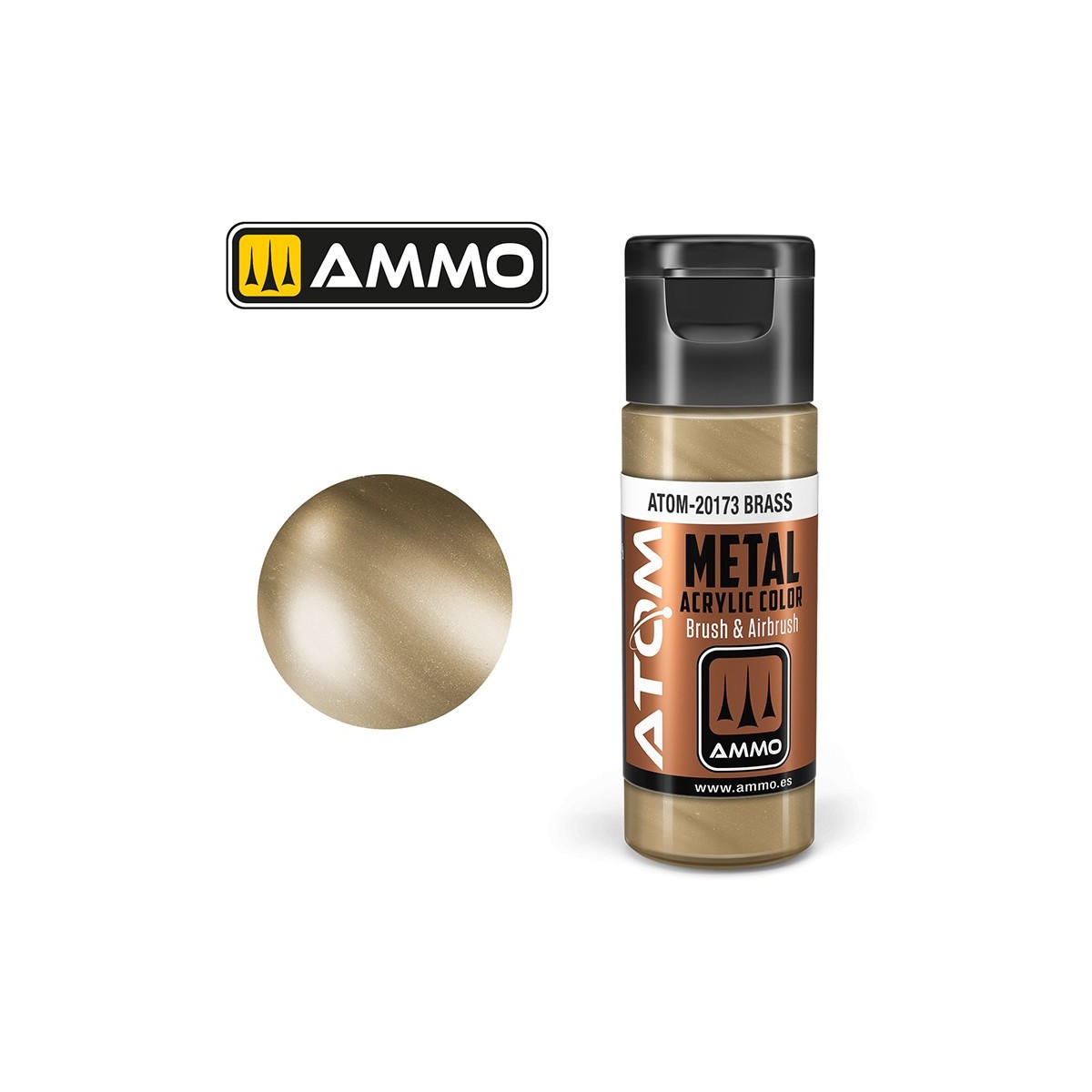 Brass Acrylic Paint 20ml ATOM METALLIC AMMO - ATOM-20173