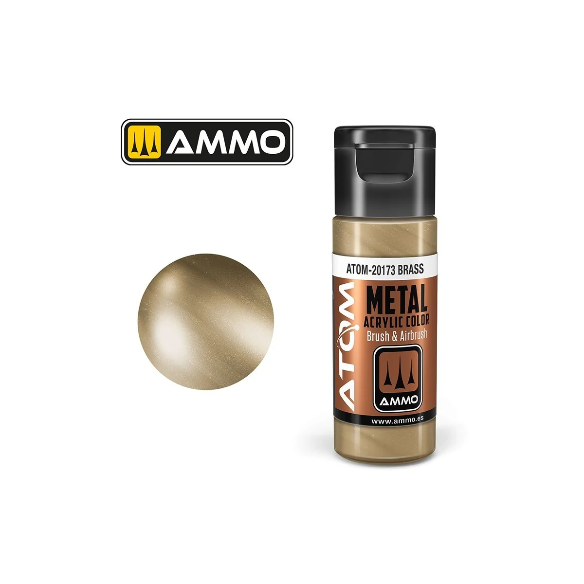 Peinture acrylique Laiton 20ml ATOM METALLIC AMMO