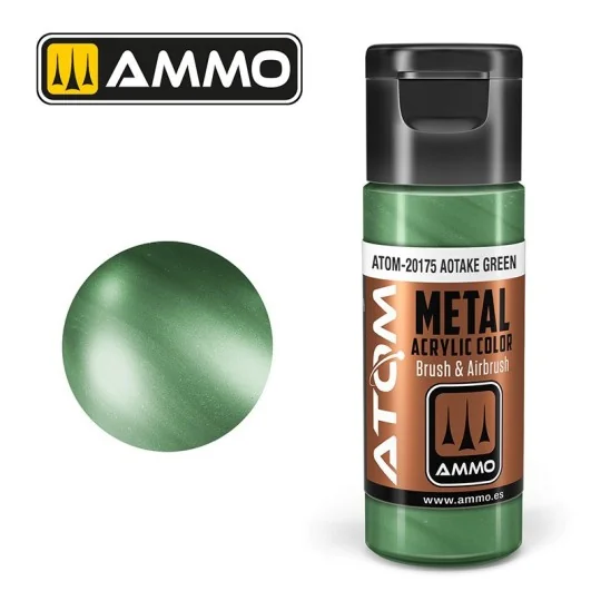 Aotake Green Acrylic Paint 20ml ATOM METALLIC AMMO ATOM-20175-Aotake Green Acrylic Paint 20ml ATOM METALLIC AMMO - ATOM-20175